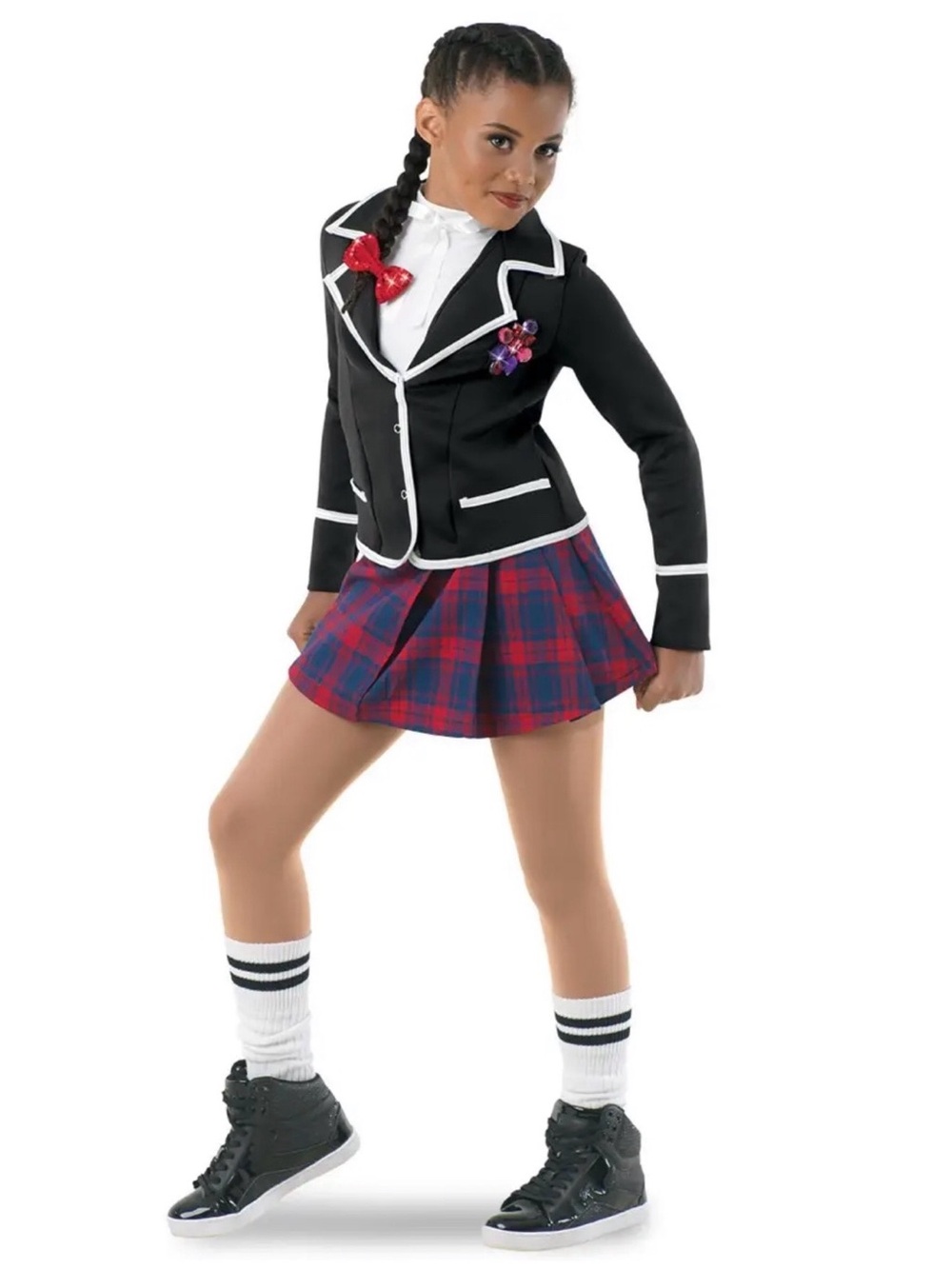 Weissman | School Gryffindor Black Blazer with Red Blue Plaid Skirt Costume, LC
